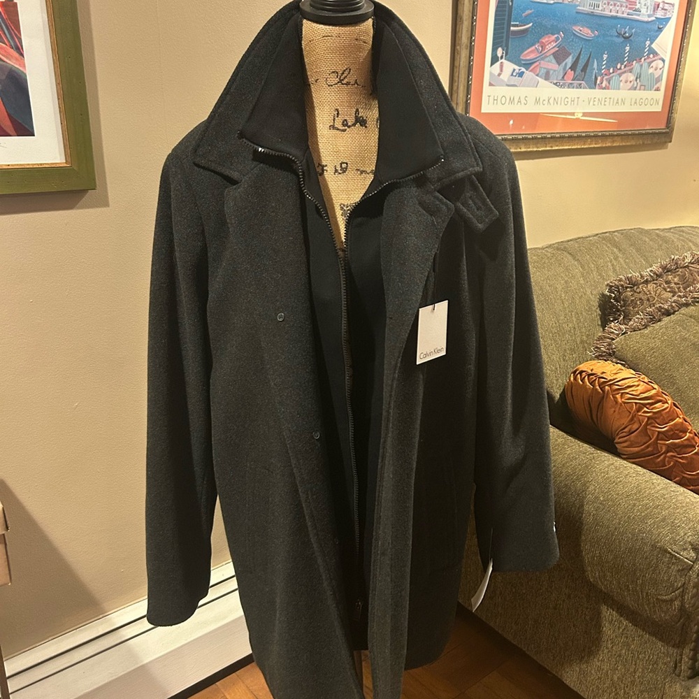 NWT Calvin Klein Men's Charcoal Wool Coat